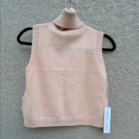 Bishop + Young Soft Pink Turtleneck Sweater Vest - Picture 1 of 6